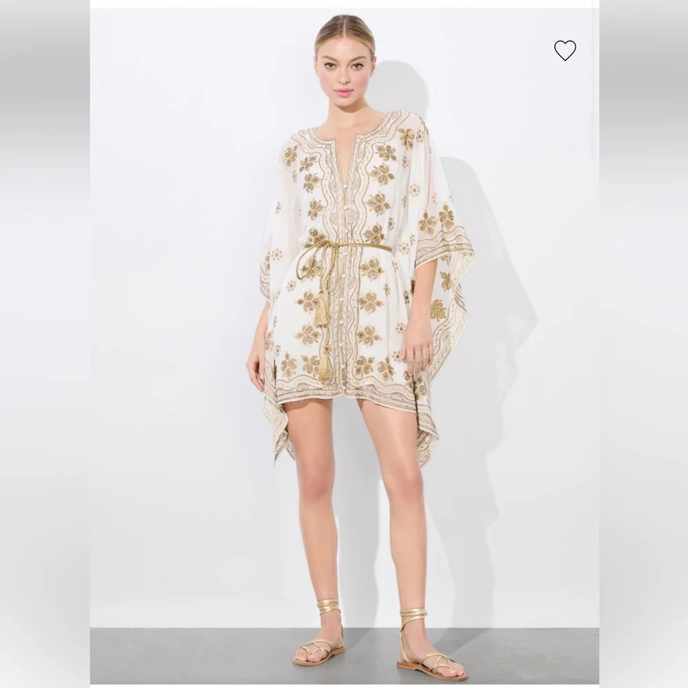 NWT $895 Alice and Olivia Marva Embellished Braid Belt Mini Kaftan - Picture 2 of 11
